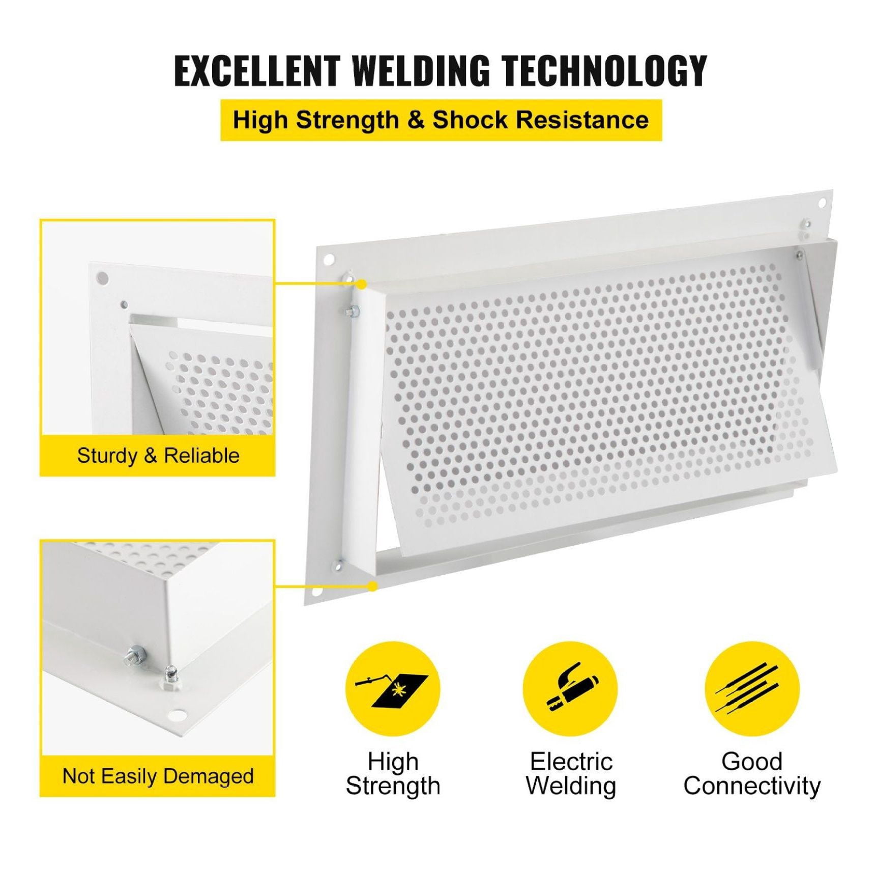 Flood Vent 8x16 Inch Foundation Vent - Crawl Space & Garage Flood Protection - White Wall Mount - Reduce Flood Risk & Insurance Costs