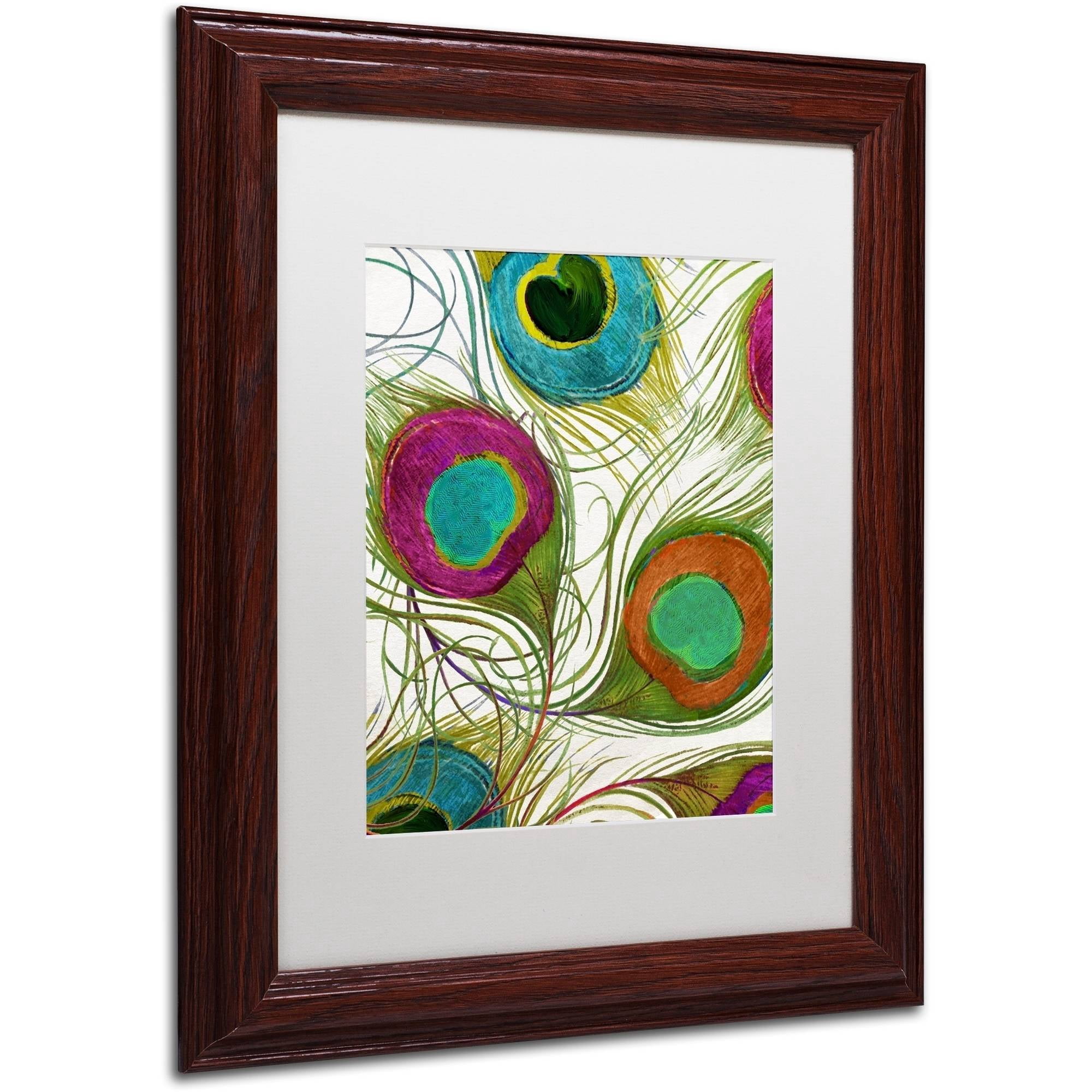Trademark Fine Art "Peacock Feathers II" Canvas Art by Color Bakery White Matte, Wood Frame