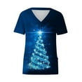 thumbnail image 3 of Womens Scrub Tops Short Sleeve V-neck Tops Uniform Christmas Tree Printed Pockets Blouse Nursing Clearance, 3 of 4