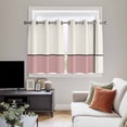 thumbnail image 5 of Pink Geometric Kitchen Curtains Short 54 Inch Length, Modern Beige Color Block Black Lines Art Grommet Top Bedroom Living Room Curtains, Light Filtering Cafe Curtain Drapes 2 Panels Set 84''x54'', 5 of 9