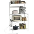 thumbnail image 1 of HOMCOM Kitchen Bakers Rack with Power Outlet, Coffee Bar, Distressed White, 1 of 10
