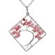 thumbnail image 1 of Zhuge Collar con colgante de árbol de la vida, collares, collar con colgante de árbol de la vida cuadrado curvo de piedra natural de colores enrollado a mano (rosa oscuro), 1 of 5