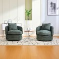 thumbnail image 2 of Spaco 30"W Modern Round 360° Swivel Barrel Accent Chair, Chenille Upholstery, Ergonomic Design, Green, 2 of 8