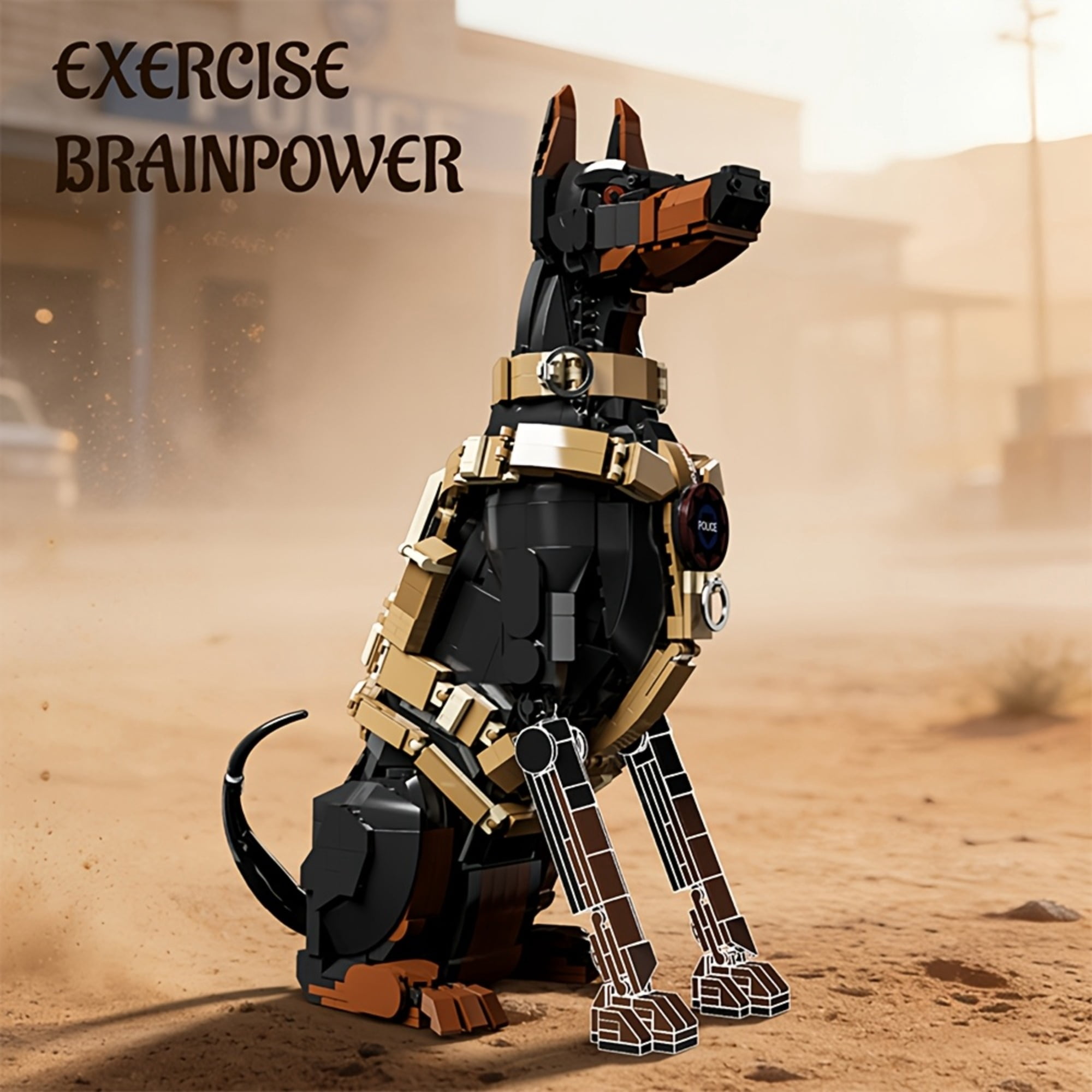 Remocguys Tactical Doberman Dog Building Set Compatible with Lego Animal Collectible Model Kit Home Decor for Adults 1376pcs