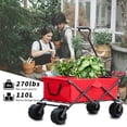 thumbnail image 4 of E-Western Utility Garden Cart with Custom Color, Portable Folding Camping Trolley, Beach Wagon, Metal Frame, 260lbs Capacity, Red, 4 of 14