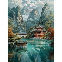 5D DIY Diamond Art Kits for Adults Beginners,Landscape Painting Full Drill Diamond Dots Gem Art,Home Wall Decor 11.8x15.8inches.