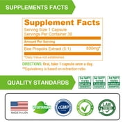 Lovita Bee Propolis Capsule 4000mg Equivalent, Immune Support, 5:1 Concentrate, Natural Propolis Extract, 30 Vegetarian Capsules