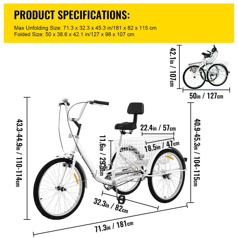 Tricycle wheel clearance size
