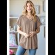 thumbnail image 4 of Blusa Informal de Verano para Mujer, de Corta, con Cuello en V, de Punto, Holgada, , Elegante. Camello L, 4 of 8