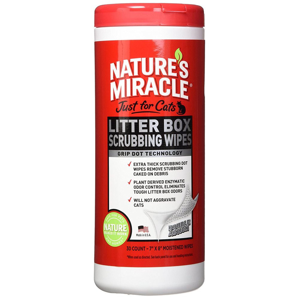 Natures Miracle Litter Box Scrubbing Wipes 30 Count, Removes Stubborn