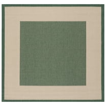 SAFAVIEH Courtyard Justine Bordered Indoor/Outdoor Area Rug, Dark Green/Beige, 4' x 4' Square