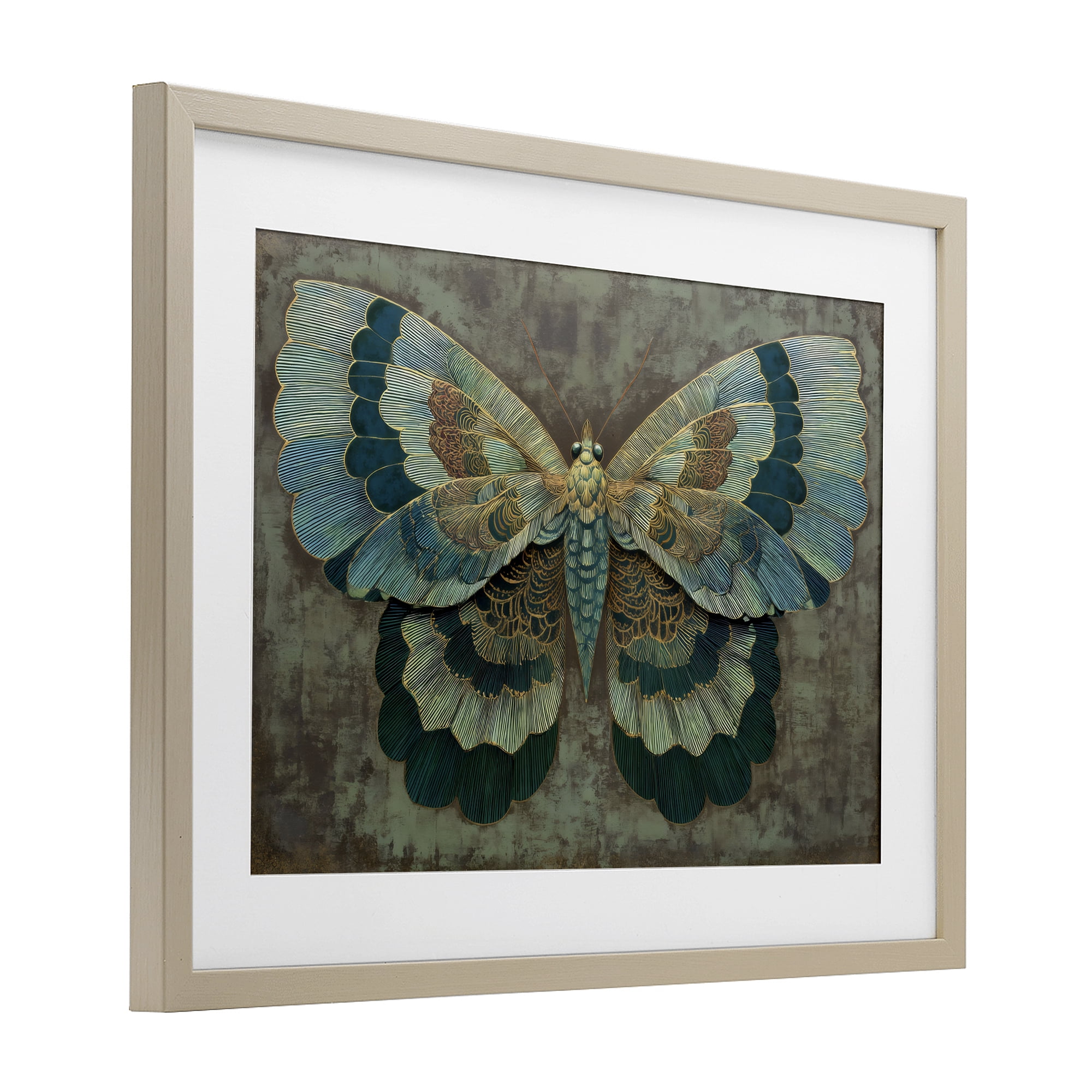 Stupell Industries Golden Jewel Butterfly Birch Framed Print Under Glass, design by Petal Prints Design