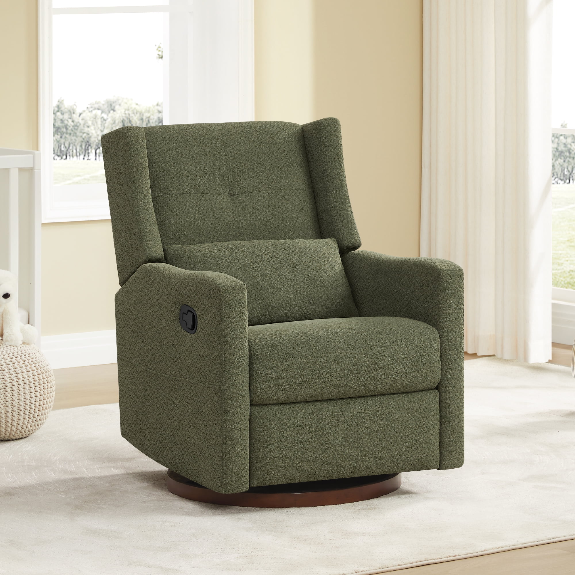 CHITA Manual Swivel Glider Recliner 360°Swivel Fabric Recliner Sofa for Living Room