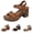 Brown, variant on Women's Platform Block Heel Sandals Open Toe Buckle Strap Summer Casual Footwear Brown 38