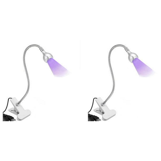 2X LáMpara de UñAs LED UV - Mini LáMpara de UñAs LED LáMpara de Gel X para UñAs con Clip de Seguridad Luz LED Giratoria, Plateada