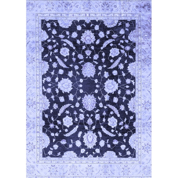 Ahgly Company Machine Washable Indoor Rectangle Oriental Blue Traditional Area Rugs, 4' x 6'