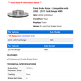 thumbnail image 2 of Front Brake Rotor - Compatible with 2003 - 2011 Ford Ranger 4WD 2004 2005 2006 2007 2008 2009 2010, 2 of 2