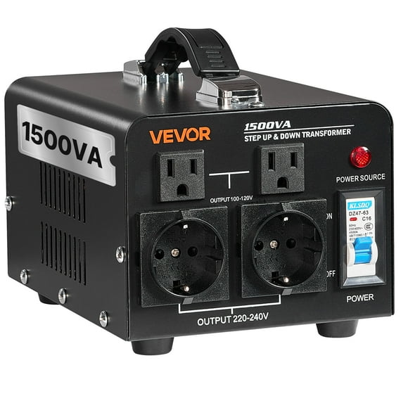 VEVOR Voltage Converter Transformer, 1500VA, Heavy Duty Step Up/Down Power Transformer, Convert from 110V to 220V and 220V to 110V