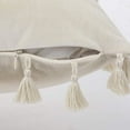 thumbnail image 4 of Boho Decorative Soft Velvet Throw Pillow Covers with Tassels Solid Cushion Case for Couch Bed Sofa, Cream, 16x16 inch, 2 Packs, 4 of 6