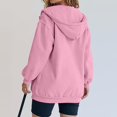 thumbnail image 3 of Textilo Zip Up Hoodies for Women Long Sleeve Drawstring Hooded Sweatshirts with Pockets Drop Shoulder Solid Color Track Jackets Loose Fit Soft Casual Y2k 2026 Fall Winter Wear,Pink L, 3 of 4