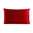 thumbnail image 2 of Funda de almohada de seda de morera, funda de almohada transpirable de 2 lados, funda de almohada de color sólido para la piel del cabello, rojo vino, 51x76cm kenally HA003379-25, 2 of 7