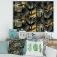 thumbnail image 2 of Designart 'Gold and Black Tropical Leaves II' Modern Framed Canvas Wall Art Print, 2 of 5
