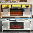 thumbnail image 5 of Modern Electric Fireplace TV Stand,Firebox w/3D Realistic Flame,Mirrored Crush Diamond Media Entertainment Center Console Table w/LED Lights,Storage Cabinets Living Room,Bedroom,Office(Silver), 5 of 18