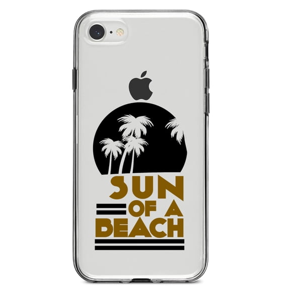 DistinctInk Clear Shockproof Hybrid Case for iPhone 7 8 SE (2020 Model) 4.7" Screen TPU Bumper Acrylic Back Tempered Glass Screen Protector - Sun of a Beach