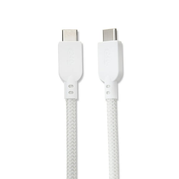 onn 6' USB-C to USB-C Cable, White