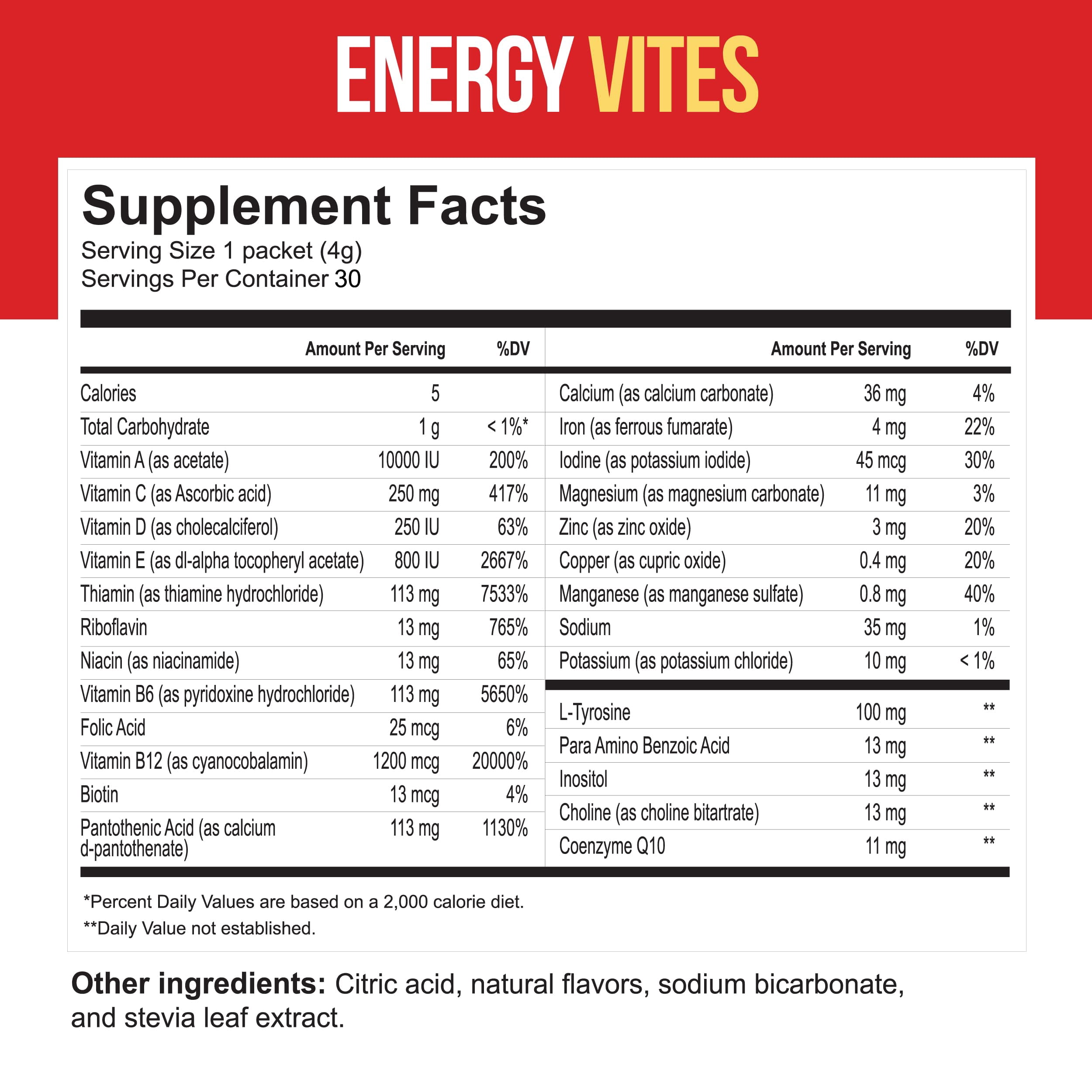 Dr. Price’s Energy Vites – 30 Packets | Amino Acids & Vitamin B12 | Pre-Workout & Daily Use Sugar-Free Energy Powder
