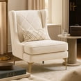 thumbnail image 6 of Svy Wingback Accent Chair- Taupe Chenille Cushion- Gold Metal Legs, 6 of 7