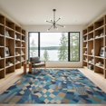 thumbnail image 2 of ODIKA 9'x12' Blue Beige Geometric Abstract Washable Area Rug Dynamic Mosaic Inspired by Modern Art for Great Room, Indoor Concept, Large Living Low Pile, Flatwoven, 2 of 7