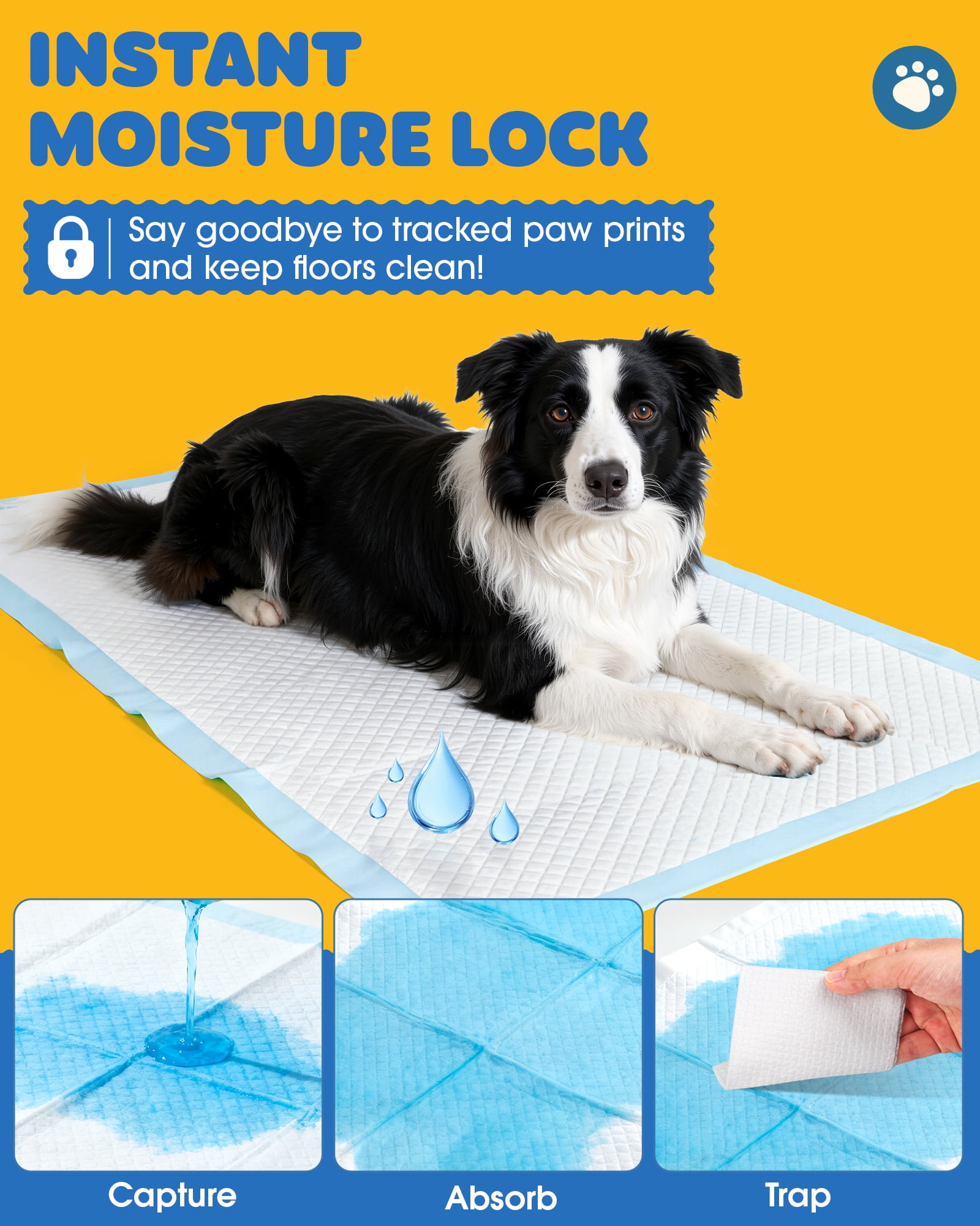 Powools Puppy Pads, Medium 26" x 30", 100 Count, 6-Layer Pee Pads for Dogs with Extra Absorbent