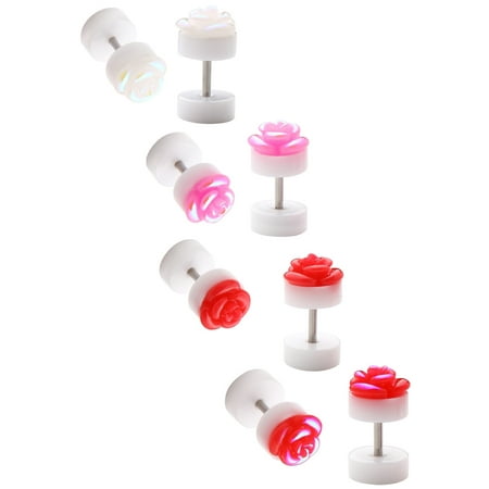 BodyJ4You Fake Plugs Rose Gauges 16G Gauge Illusion Cheater Jewelry
