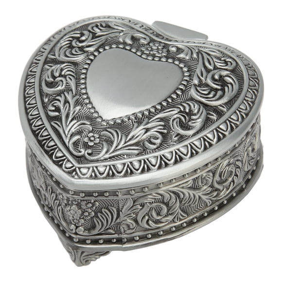 Joyero de aleación de zinc con forma de corazón, organizador vintage para anillos, pendientes y collares.