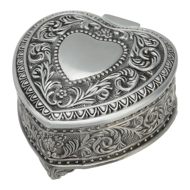 Joyero de aleación de zinc con forma de corazón, organizador vintage para anillos, pendientes y collares.