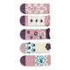 thumbnail image 4 of 5 pares de calcetines para bebés y niñas con estampado de flores y ribete de volantes, calcetines infantiles de algodón suave para otoño, color morado S (1 a 3 años), 4 of 5