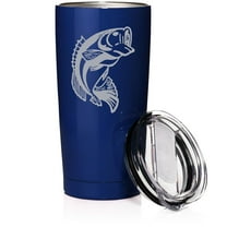 Smooth Body Tumbler Stainless Steel Vacuum Insulated Travel Mug Cup Gift Bass Fish (20 oz, Blue)