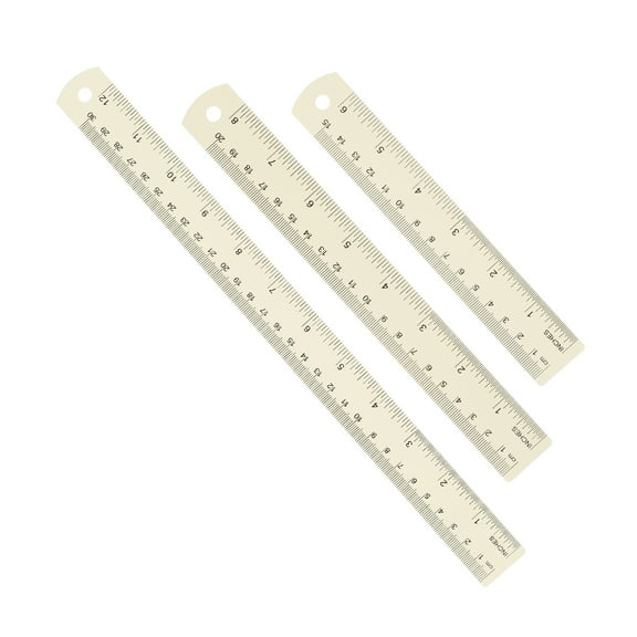 Uxcell 15cm/20cm/30cm Metal Ruler, 3 Pack Aluminum Alloy Rulers with Centimeters, Millimeters, Inches and Conversion Table Straight Edge Ruler for Writing Machinist Drafting, Beige