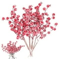 thumbnail image 1 of Miangastore Artificial Red Berry Stems 10Pcs for Christmas Holiday Planter Filler, 1 of 8