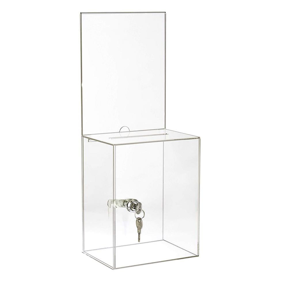 AdirOffice Acrylic Tall Donation Charity Locking Suggestion Box