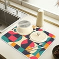 thumbnail image 2 of Yayeee Dish Drying Mat for Kitchen Counter 16" x 18" Microfiber Super Absorbent Coffee Decorative Pad, Retro Geometric, 2 of 9