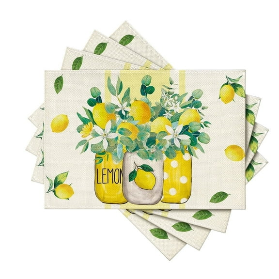 Sm:)e Lemon Summer Placemats 4 Pack 12x18 Inch
