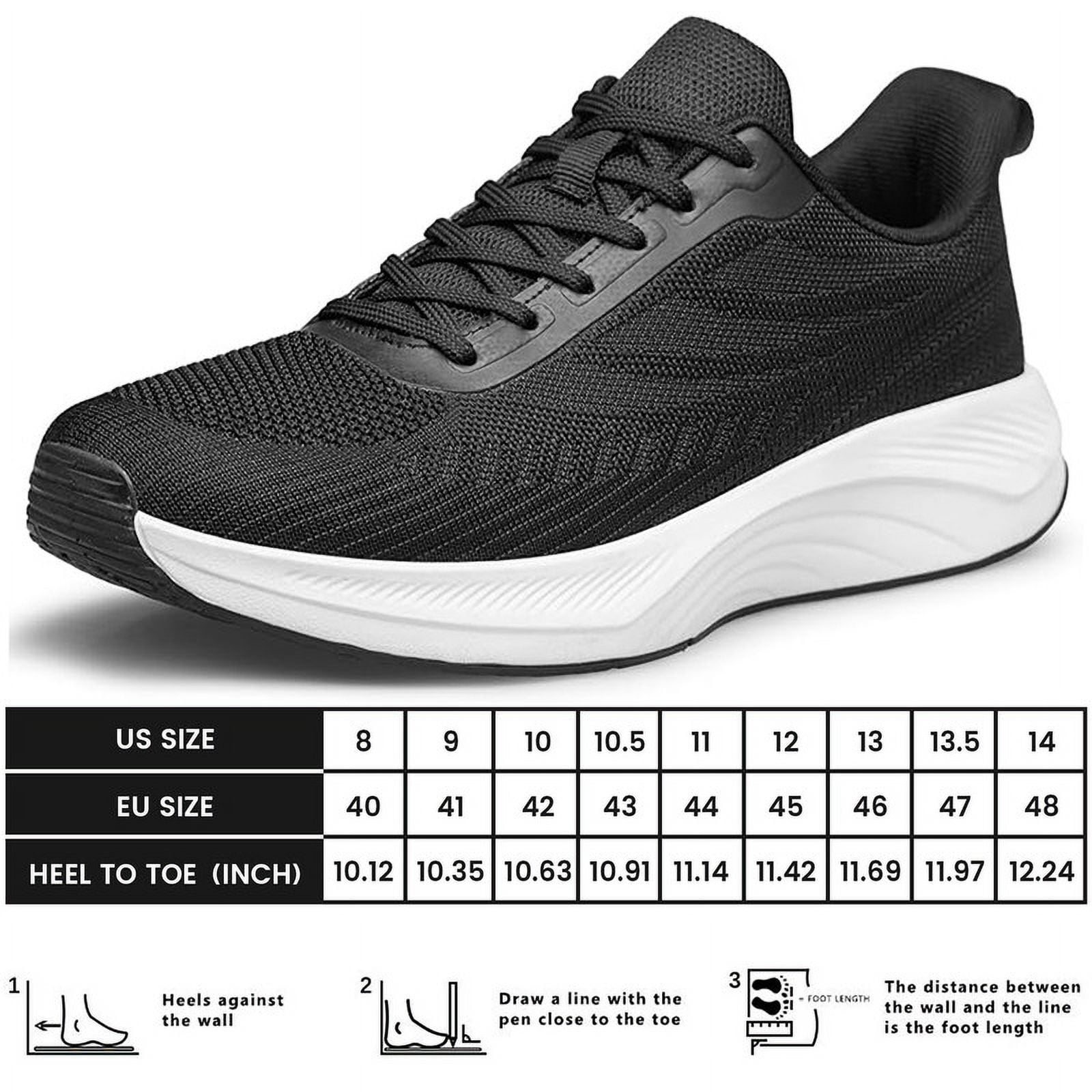vibdiv Men's Walking Shoes Slip on Comfortable Lightweight Running Shoes Athletic Gym Workout Cross Training Sneakers Black White Size 9