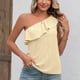 thumbnail image 2 of Top de un hombro para mujer Ticfox verano con ojales y volantes sin mangas Amarillo S, 2 of 8