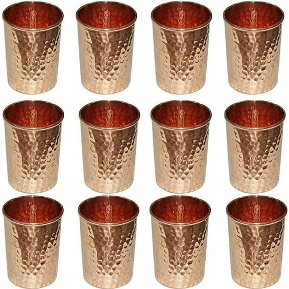 Zap Impex Drinking Vessels Hammered Copper Glass 100% Pure Copper Tumbler Moscow Mule Tumbler Set Of 12