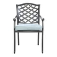 thumbnail image 3 of iPatio Stylish Outdoor Aluminum 5-Piece Round Dining Set: Weather-Resistant, Durable, Lightweight, Modern Design Patio Furniture Set with 4 Armchairs and Round Table (Espresso brown, Light blue), 3 of 7