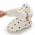 thumbnail image 4 of Newborn Baby Boy Girl Soft Fleece Booties Christmas Shoes Stay On Infant Slippers Socks Shoe Non Skid Gripper Toddler First Walkers Winter Ankle Crib Shoes (Stars Print), 4 of 9