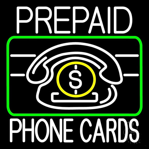 Prepaid Phone Cards Logo LED Neon Sign 24 x 24 - inches, Clear Edge Cut Acrylic Backing, with Dimmer - Bright and Premium built indoor LED Neon Sign for Computer & Electronics store decor.