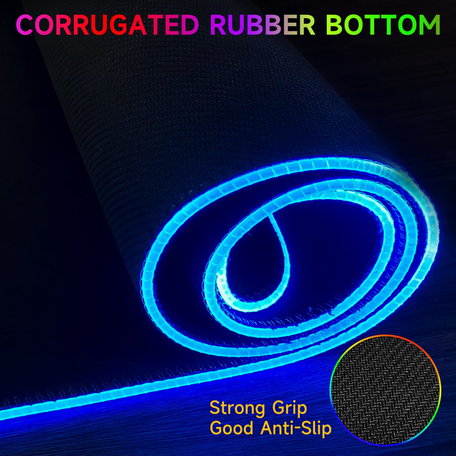 memzuoix LED Mouse pad 31.5×11.8 Inch, Large RGB Glow Gaming Mouse Pad for Computer, 12 Cool Lighting Modes, Anti-Slip Base, Waterproof, Stain Resistant, Desk Mouse pad for Wireless mouse, Black